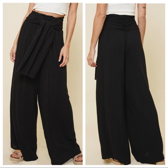 Most Fabulous High Waist Wide Leg Tie at Waist Pants - Picture 3 of 3